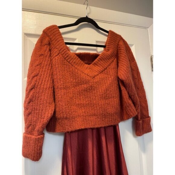 Anthropologie Mare Mare Layered Sweater &Slip Dress in Crimson Red NWOT - Picture 7 of 9